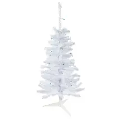 3ft. Pre-Lit Woodbury White Pine Slim Artificial Christmas Tree, Green Lights
