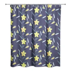 Spring Pattern Shower Curtain Navy