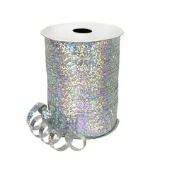 Gwen Studios 3/16'' x 100yd. Holographic Silver Curling Ribbon, 3ct.