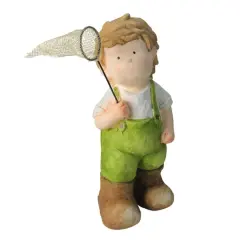 18.25" Young Boy Gnome with Butterfly Net Spring Outdoor Garden Figure