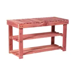 Household Essentials CedarFresh 18" 2-Tier Cedar Shoe Rack and Seat Bench