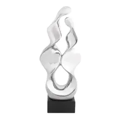 27" Silver Ceramic Modern Abstract Sculpture