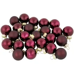 24ct. 1" Shiny & Matte Red Glass Ball Ornaments 