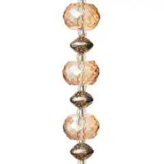 Amber Glass & Metal Rondelle Beads by Bead Landing&trade;