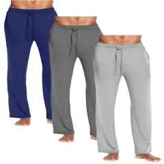 Galaxy by Harvic Men's Classic Lounge Pants 3 Pack Navy/Charcoal/Heather Grey
