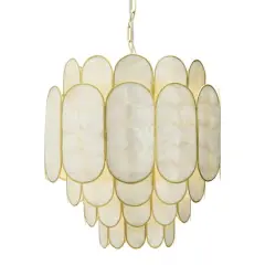 Hello Honey&reg; 17.5" 4-Tier Capiz and Metal Chandelier