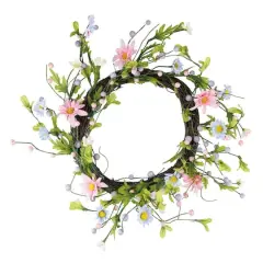 12" Spring Pink & Purple Decorative Floral Twig Wreath