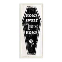 Stupell Industries Home Sweet Haunted Home Halloween Rose Casket Wood Wall Plaque