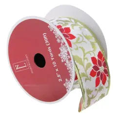 2.5" x 10yd. Wired Poinsettia Christmas Craft Ribbon, 12ct.