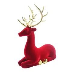 Flocked Sitting Reindeer Tabletop D&eacute;cor by Ashland&reg; Red