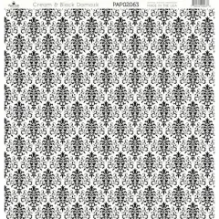 Paper Caf&eacute; Cream & Black Damask 12" x 12" Cardstock, 15 Sheets