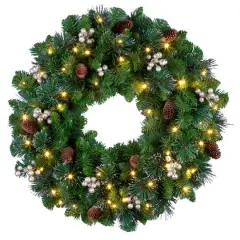 24" Crestwood&reg; Clear Lights Pre-Lit Gold Spruce Wreath