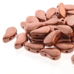 The Beadsmith&reg; Paisley Duo 2-Hole Czech Glass Teardrop Beads, 8mm Bronze Copper