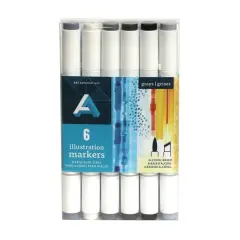 Art Alternatives Illustration Marker 6 Color Set, Gray Tones