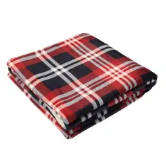 Glitzhome&reg; Polar Fleece Red & Blue Plaid Reversible Duvet Cover