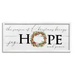 Stupell Industries Joy Hope & Peace Christmas Wreath Framed Giclee Art White