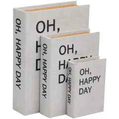 Light Gray Oh, Happy Day Linen Storage Book Box Set