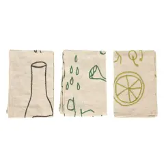 Hello Honey&reg; Fruit, Garden & Wine Cotton & Linen Tea Towels, 3ct.