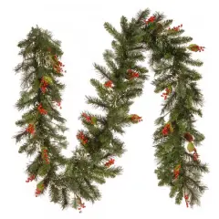 9ft. Pre-Lit Wintry Pine&reg; with Cones, Berries, Snowflakes and Clear Lights Garland