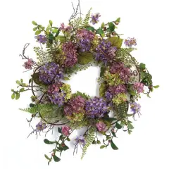 22" Purple Hydrangea Floral Wreath