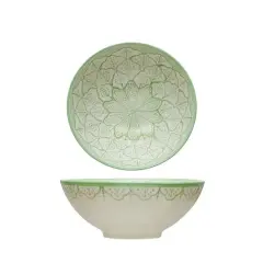 Hello Honey&reg; 7.25" Green & White Hand-Painted Stoneware Bowls, 2ct.
