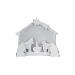 Hello Honey&reg; 5.5" White Stoneware Nativity Set in Reactive Glaze