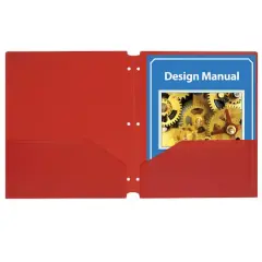 C-Line&reg; Red 2-Pocket Poly Portfolios with 3-Hole Punch, 25ct.