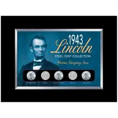 1943 Lincoln Steel Penny Collection Wartime Emergency Issue in Small Frame