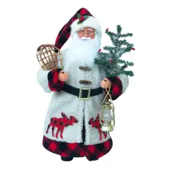 15" Plaid Moose Santa Claus Decoration