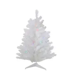 2ft. Pre-Lit Snow White Artificial Christmas Tree, Multicolor Lights