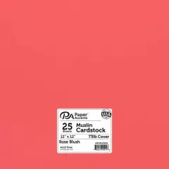 PA Paper&trade; Accents 12" x 12" Muslin 73lb. Cardstock, 25 Sheets Rose Blush