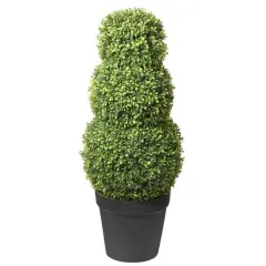 Haute Decor Triple Ball Artificial Boxwood Topiary, Adjustable to 64" Tall