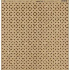 Paper Caf&eacute; Kraft & Chocolate Mini Dot 12" x 12" Cardstock, 15 Sheets