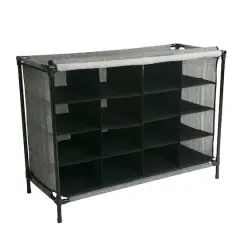 Simplify Black 16 Compartment Shoe Cubby