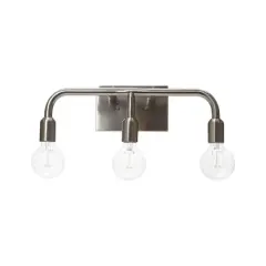 Hello Honey&reg; Robert Stevenson Lighting Benson Exposed Bulb Metal 3-Light Vanity Brushed Nickel
