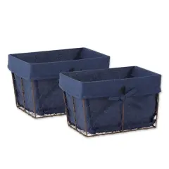 DII&reg; Medium Rustic Bronze Chicken Wire Baskets with French Blue Liners, 2ct.