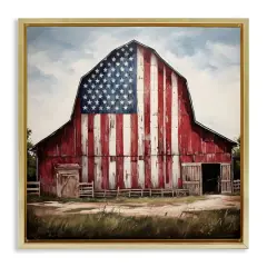 Stupell Industries Americana Barn View Floater Framed Art Gold