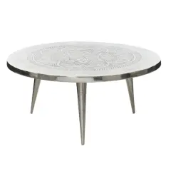 Silver Aluminum Traditional Coffee Table