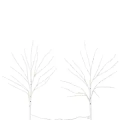 2 Pack 24in. Pre-Lit Artificial White Birch Branches, Warm White LED Lights