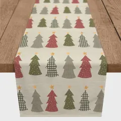 90" Cream Tree Pattern Cotton Twill Runner