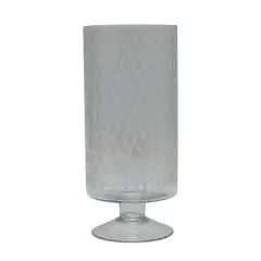Hello Honey&reg; 11" Glass Footed Hurricane Vase with Etched Pattern