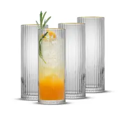 JoyJolt&reg; Christian Siriano 16oz. Optic Gold Rim Highball Glasses, 4ct.