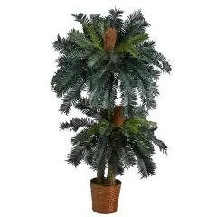 5ft. and 3ft. Potted Double Sago Palm Artificial Tree