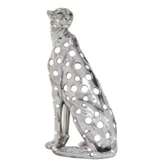 16" Silver Glam Leopard Sculpture