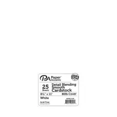 PA Paper&trade; Accents White 8.5" x 11" 80lb. Detail Blending Smooth Cardstock, 25 Sheets