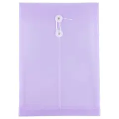 JAM Paper Legal Size Plastic Envelopes with Button & String Tie Closure, 12ct. Lilac Purple