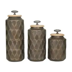 Black Traditional Decorative Jars, Set of 3" 16", 13", 10"