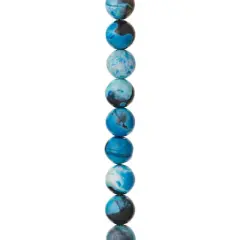 Aqua & Black Dyed Agate Round Beads, 10mm by Bead Landing&trade;