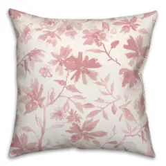 Delicate Floral Print Throw Pillow Pink
