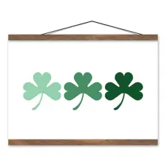 Ombre Shamrock Horizontal Hanging Canvas 16" x 20" Teak Hanging Canvas